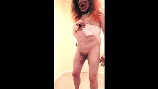 Auburn haired bitch in baby girl nightie