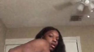 dark-hued tgirl galorexxx dildoe good-sized drippy cornhole