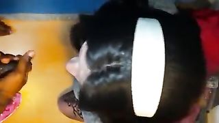 Tearing Up bi-racial tgirl while she blows a load