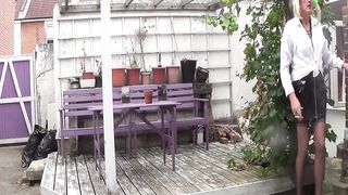 Mature College Girl Smoking and posing waiting for Grandfather