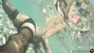 dark-hued tights and assfucking beads in the river