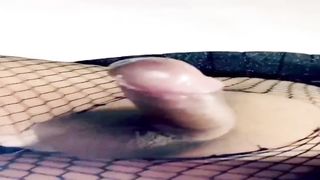 Beautiful crossdresser spunks a plenty of two