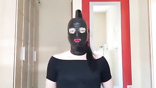 Whorey StacySexlips ejaculates with fresh spandex mask and tights!