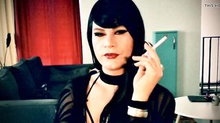 Lengthy bangs smoking tgirl (aged film)