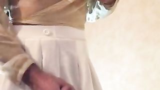 Sissy Traceytv satin microskirt encaged plugged two