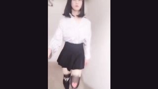 Exhibicionist Chinese Shemale selfie stick vids showing it