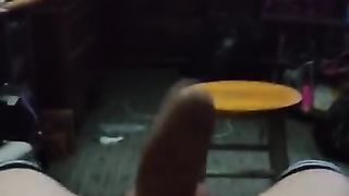 Trans nymph shoots a load dressed in mittens