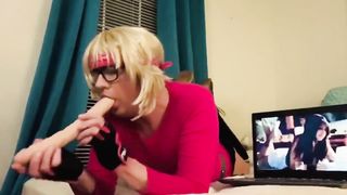 UNBELIEVABLE FAKE PENIS SUCK SISSY TRAMPY SISSY DONK IN WINDOW