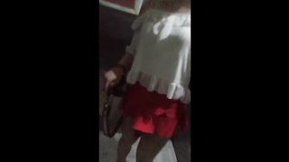 Supah ultra-cute and bashful Chinese Transgirl heads shopping showing it