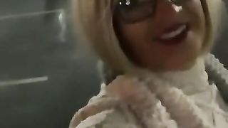 G-STRING in PUBLIC super-steamy Sissy TRANSSEXUAL Scarf for upSkirt Exhibitionist