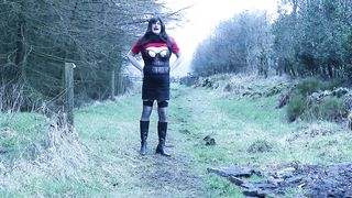 crossdress outdoors chatting sloppy for Peter