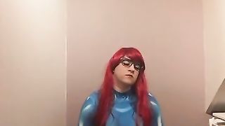 Crossdresser costume play taunt