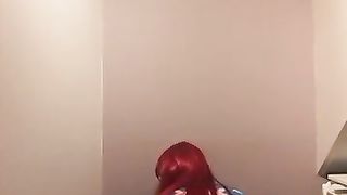 Crossdresser costume play taunt