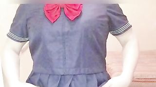 Japanes Crossdresser Uniform masturbation No.two