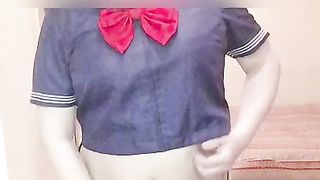 Japanes Crossdresser Uniform masturbation No.two