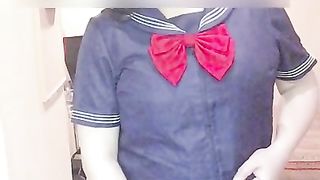 Japanes Crossdresser Uniform masturbation No.two