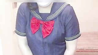Japanes Crossdresser Uniform masturbation No.two