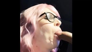 Rosy hair trans superslut gasp on big black cock and facial cumshot