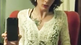 Super-Cute transsexual Thick Wood gives herself a Giant Facial Cumshot