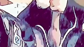 Cartoon'd in sheerblacksilk, daffyduck fashion, jizz-shotgun hetero up