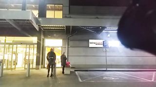 CROSSDRESSER IN PUBLIC TAKE OF HER STILETTOS IN PUBLIC NEAR DOLL