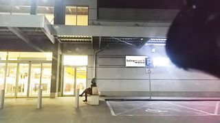 CROSSDRESSER IN PUBLIC TAKE OF HER STILETTOS IN PUBLIC NEAR DOLL