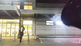 CROSSDRESSER IN PUBLIC TAKE OF HER STILETTOS IN PUBLIC NEAR DOLL