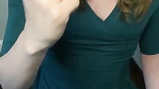 Dirty sissy ani vomits on 8 inch faux-cock