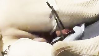 Encaged sissy plays with cunt while father is out part three