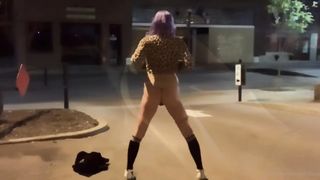 RISKY Public Mega-Bitch, downtown Ambling in Underpants, Boys Walk by