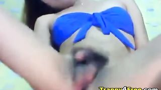 Ultra-Kinky Japanese T-Model Tugging Infront Of You