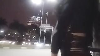 Kinky breezy draining in public