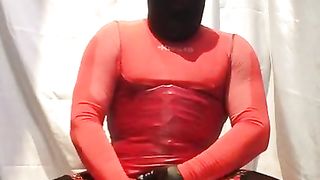 Crimson and ebony sissy loves a lovely hand-job total of jizm