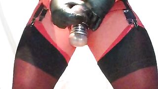 Sissy Crimson and Dark-Hued she plays bum pulverize with her fucktoys four