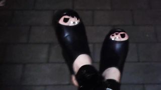 dark-hued platform catapults with toerings on my luxurious soles