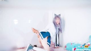 Lovely Chinese Crossdresser in College Uniform & Spunk