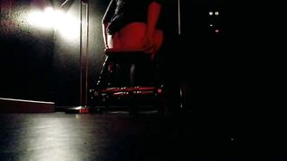 Trans in German porno cinema on an nailing stool