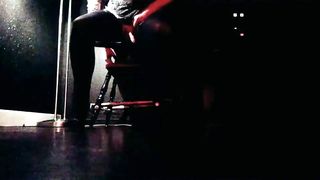 Trans in German porno cinema on an nailing stool