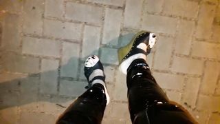 beautiful soles, platform tucks and spandex stretch pants