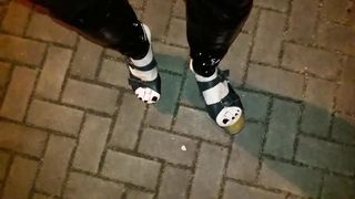 beautiful soles, platform tucks and spandex stretch pants