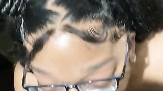 Transsexual give big black cock blowage