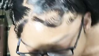 Transsexual give big black cock blowage