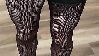 Sissy Tart ambling in Fishnets and High High-Heeled Shoes