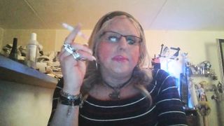 Blond TRANSSEXUAL  mega-bitch smoking