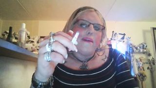 Blond TRANSSEXUAL  mega-bitch smoking