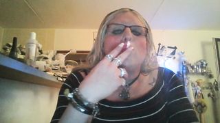Blond TRANSSEXUAL  mega-bitch smoking
