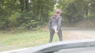 leather legging openable near road