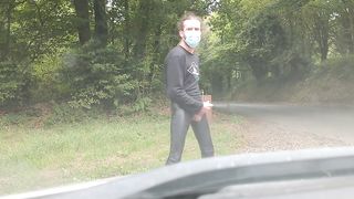 leather legging openable near road