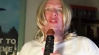 inhaling a Immense Black Fake Penis...