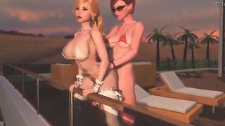 At sunset crimson tranny chick having fucky-fucky with a young transgender princess bl